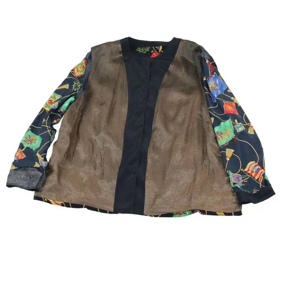 Schneberger Blouse Plus Sz Womens US 24 Royal Crest Pattern Button Front - Picture 4 of 16